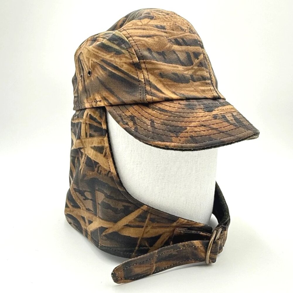 Filson Tin Cloth Wildfowl Hat Men's Shadow Grass Ear Flaps Wool Lined USA